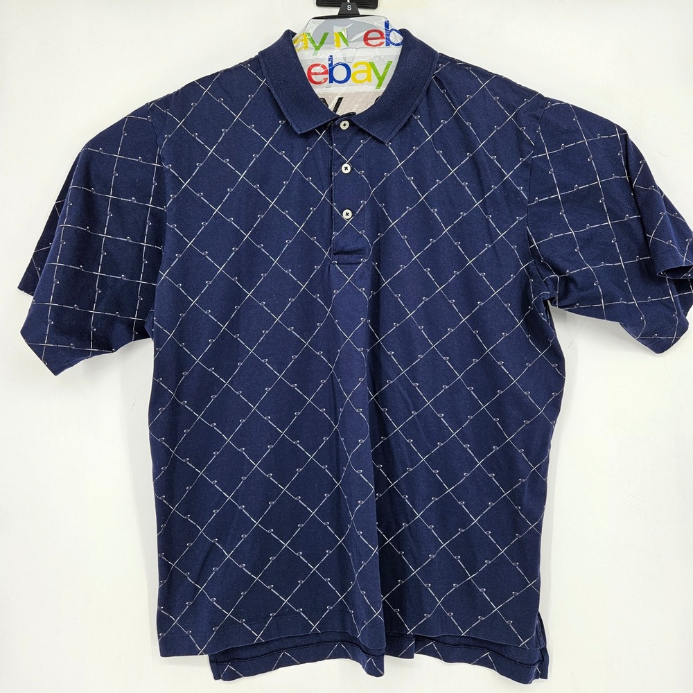 Polo Golf Ralph Lauren Shirt Mens‎ XL Blue Clubs AOP Button Up Short Sleeve